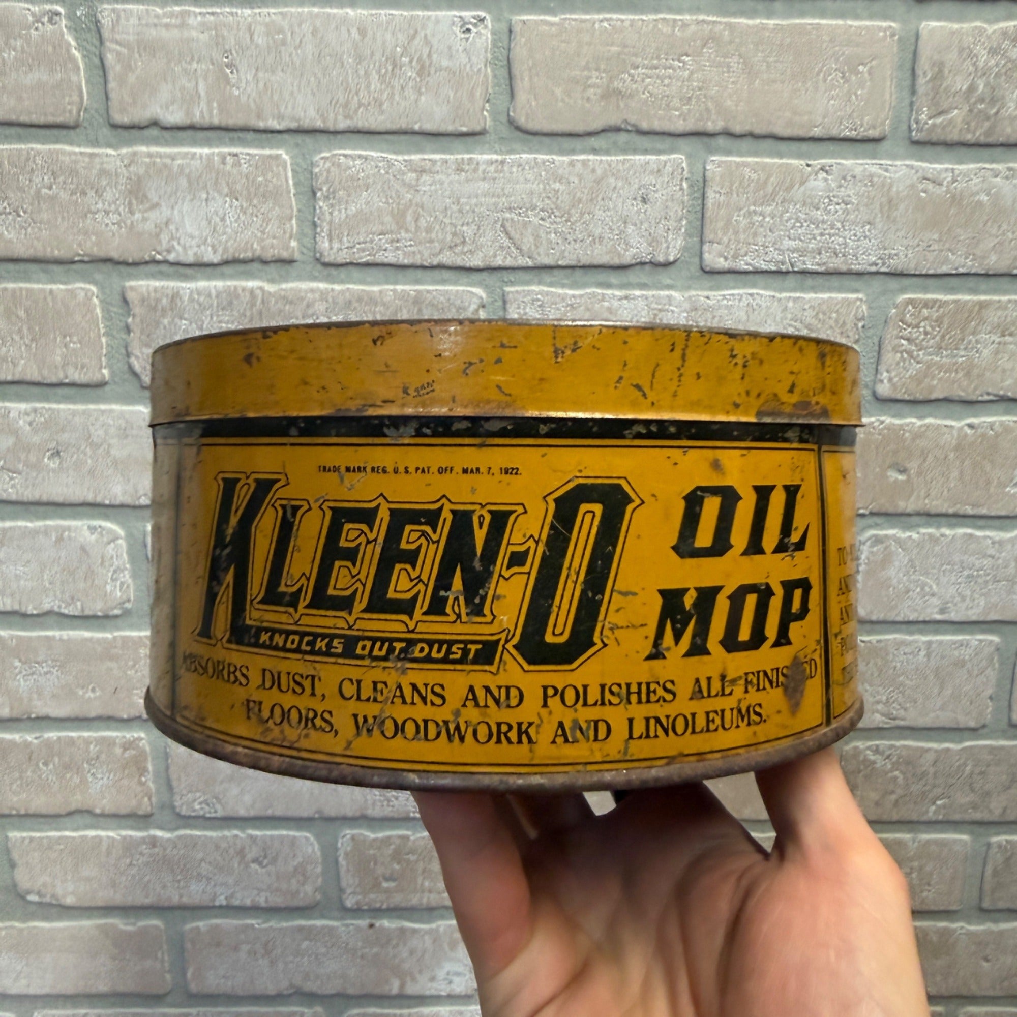 Old Advertising Tin Kleen-O Floor Mops 1900s Kitchen Laundry Room Decor