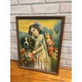 Antique Advertising Litho Breeders of Canaries Milwaukee Wis Victorian Girl & Dog