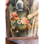 Antique Advertising Litho Breeders of Canaries Milwaukee Wis Victorian Girl & Dog