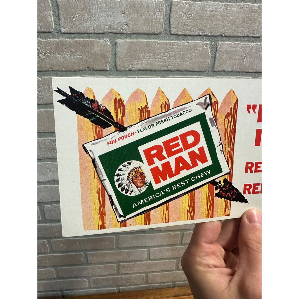 Man it's Red Man Chewing Tobacco cardboard store sign - 4 3/4" x 14"