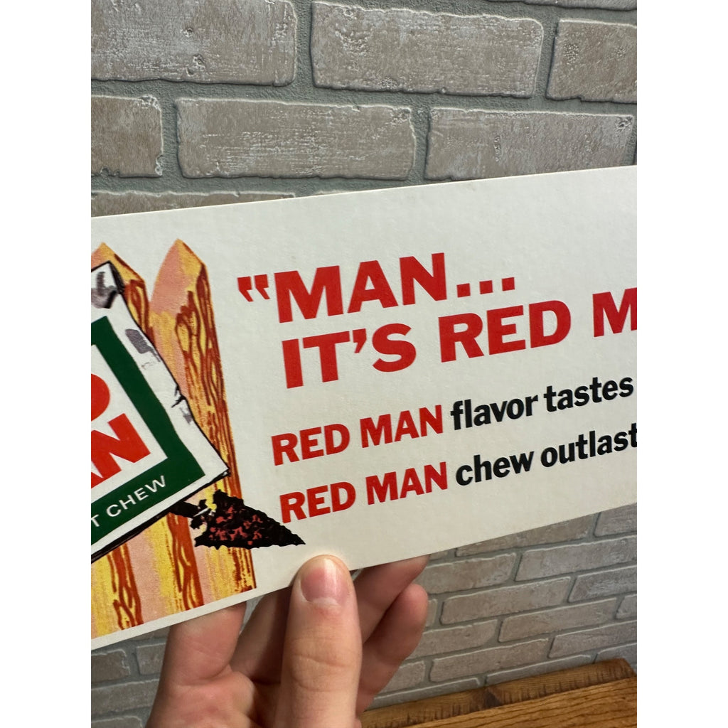Man it's Red Man Chewing Tobacco cardboard store sign - 4 3/4" x 14"