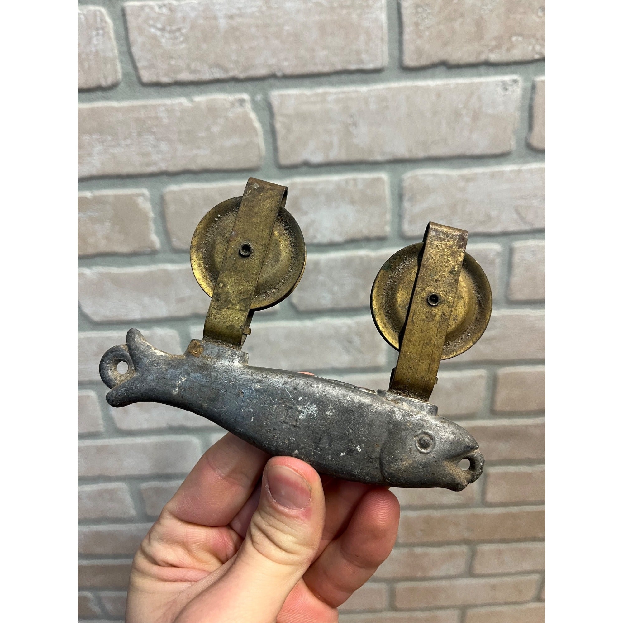 Antique A.G. Wagner & Son Lead and Brass Pulley Fish Figural Downrigger Nets