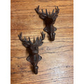 Cast Iron Rustic Elk / Deer Antlers Wall Coat Hangar Hook - Pair
