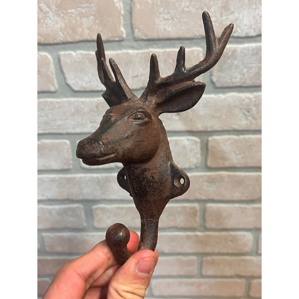 Cast Iron Rustic Elk / Deer Antlers Wall Coat Hangar Hook - Pair