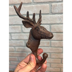 Cast Iron Rustic Elk / Deer Antlers Wall Coat Hangar Hook - Pair