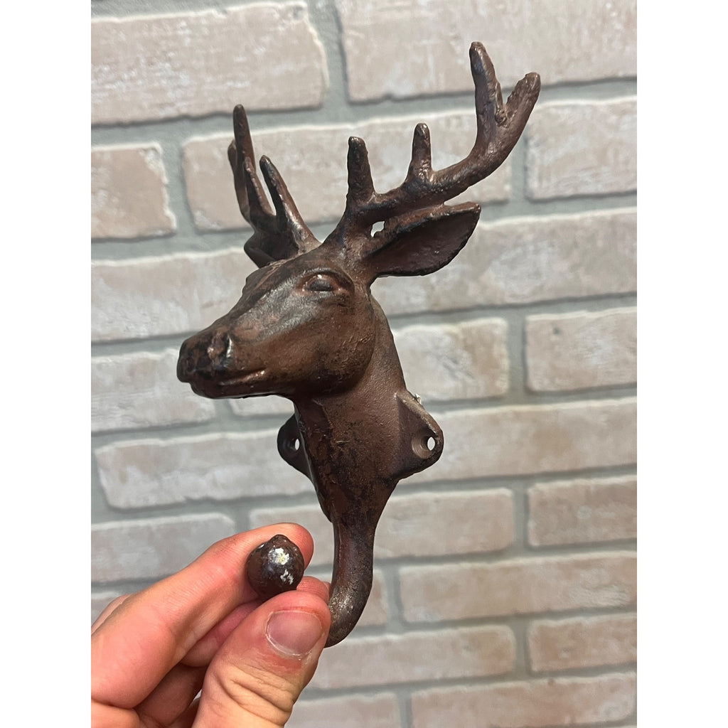 Cast Iron Rustic Elk / Deer Antlers Wall Coat Hangar Hook - Pair