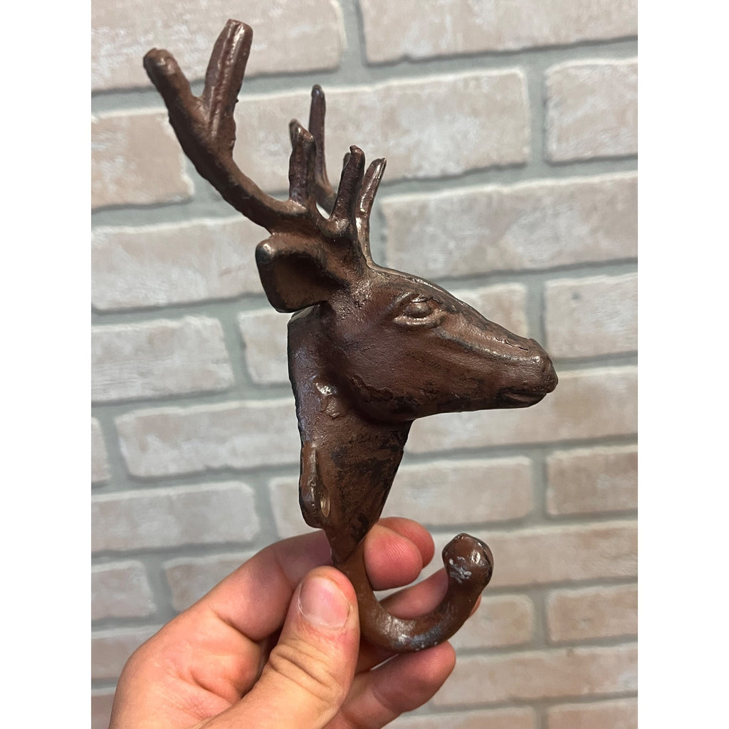 Cast Iron Rustic Elk / Deer Antlers Wall Coat Hangar Hook - Pair