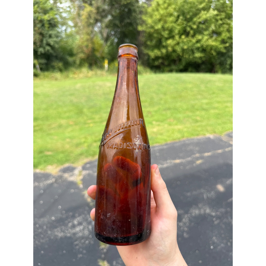 Hausmann Amber Beer Bottle Madison Wisconsin WI Pre-Pro Embossed