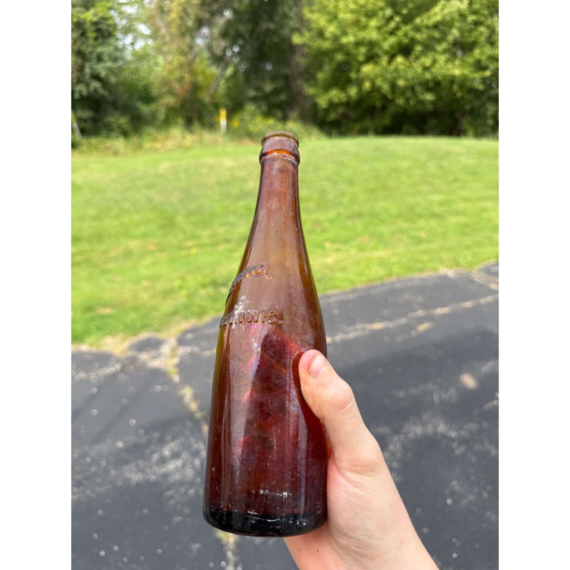 Hausmann Amber Beer Bottle Madison Wisconsin WI Pre-Pro Embossed