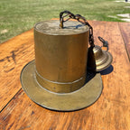 Vintage Top Hat Figural Brass Hanging Light Fixture Lamp Trade Sign Primitive