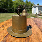 Vintage Top Hat Figural Brass Hanging Light Fixture Lamp Trade Sign Primitive