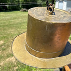 Vintage Top Hat Figural Brass Hanging Light Fixture Lamp Trade Sign Primitive