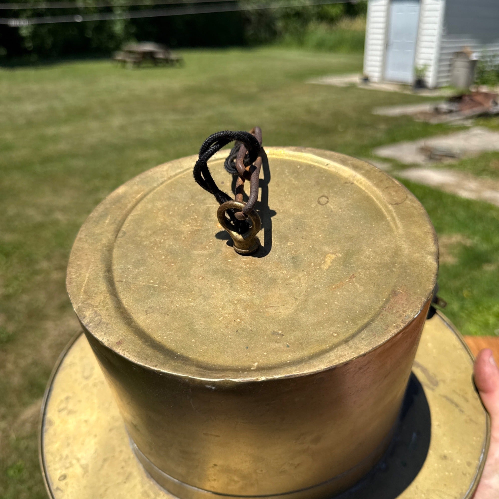 Vintage Top Hat Figural Brass Hanging Light Fixture Lamp Trade Sign Primitive