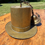 Vintage Top Hat Figural Brass Hanging Light Fixture Lamp Trade Sign Primitive