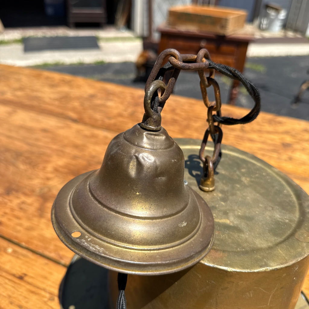 Vintage Top Hat Figural Brass Hanging Light Fixture Lamp Trade Sign Primitive