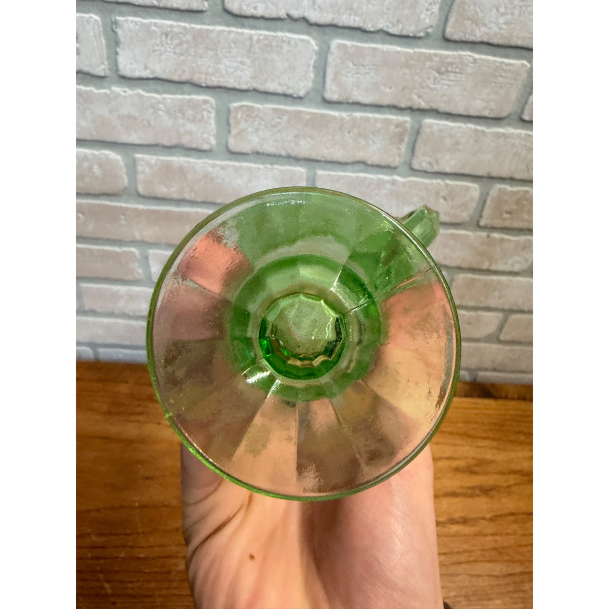 Vintage 1930s Ring Band Creamer Sugar Uranium Glass Set