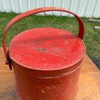 Antique Primitive 20th c. Wooden Firkin Original Red Paint AAFA Farmhouse