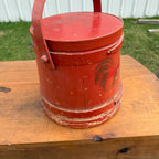 Antique Primitive 20th c. Wooden Firkin Original Red Paint AAFA Farmhouse