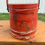 Antique Primitive 20th c. Wooden Firkin Original Red Paint AAFA Farmhouse