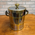 Vintage Kraftware Ice Bucket MCM Mid-Century Modern Silver & Gold Tone Banded