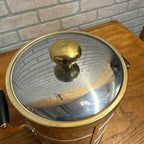 Vintage Kraftware Ice Bucket MCM Mid-Century Modern Silver & Gold Tone Banded