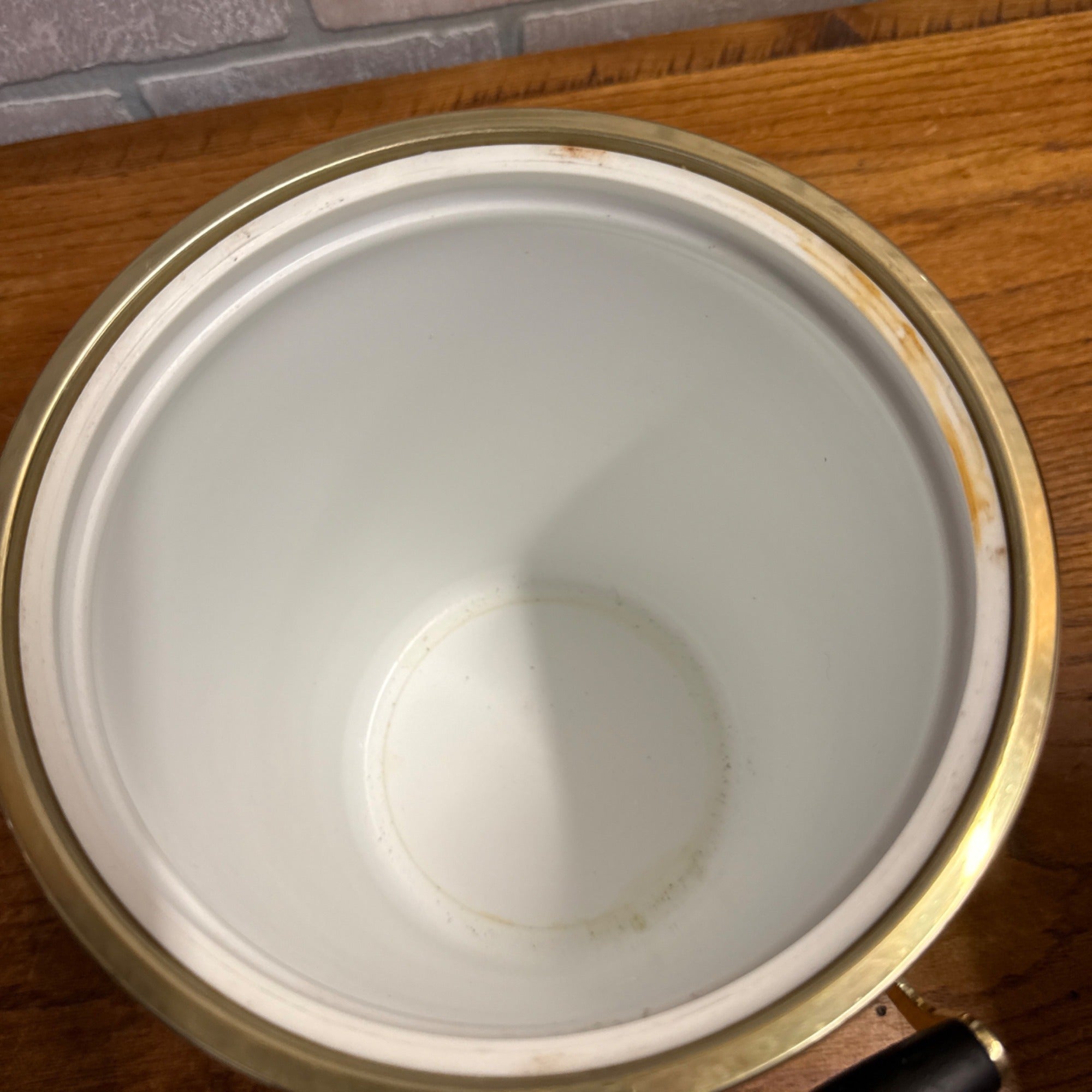 Vintage Kraftware Ice Bucket MCM Mid-Century Modern Silver & Gold Tone Banded