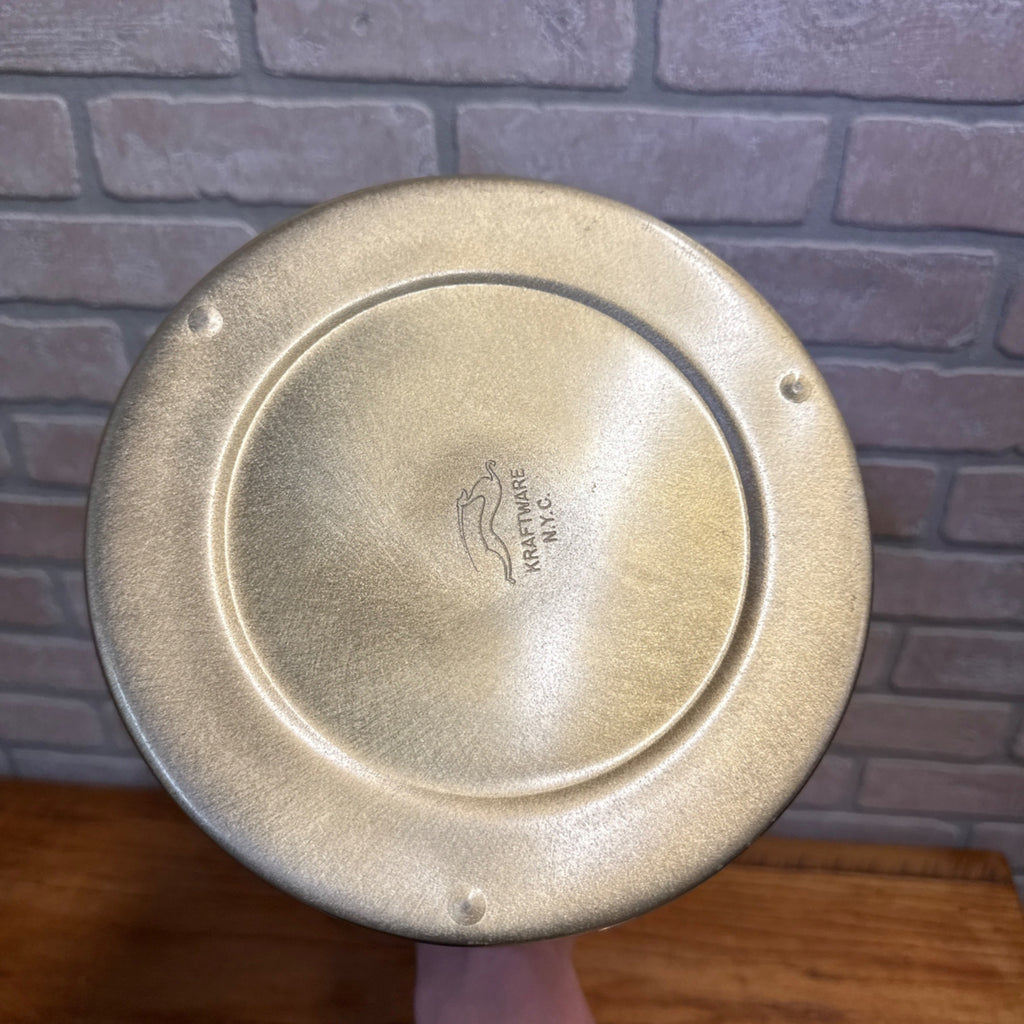 Vintage Kraftware Ice Bucket MCM Mid-Century Modern Silver & Gold Tone Banded