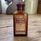 Antique Parke Davis Quinine Iron Zinc Valerates Bottle Amber Glass Cork Top FULL