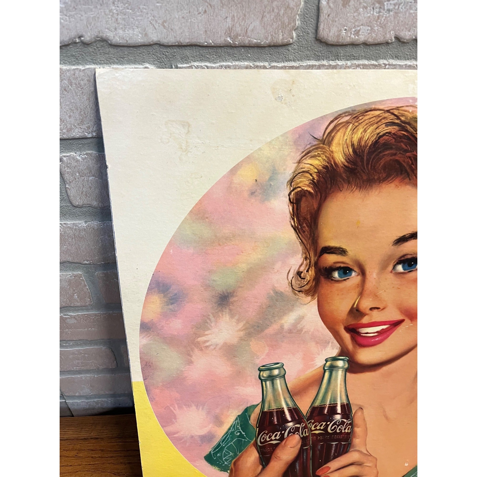RARE Vintage 1958 Coca Cola Girl Cardboard Advertising Sign