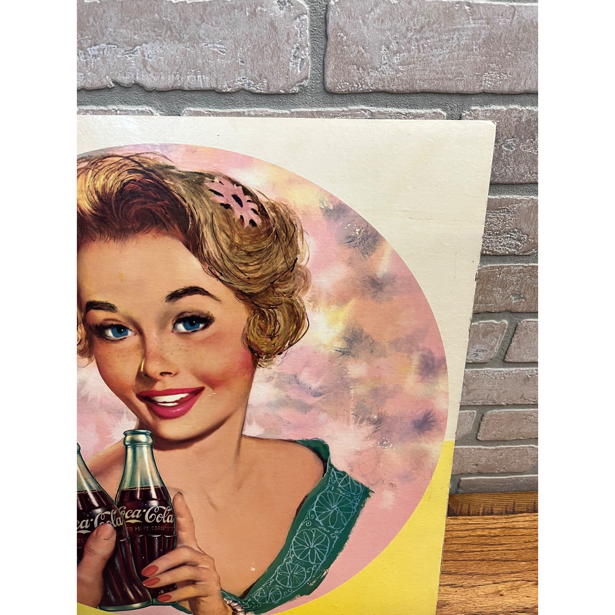 RARE Vintage 1958 Coca Cola Girl Cardboard Advertising Sign