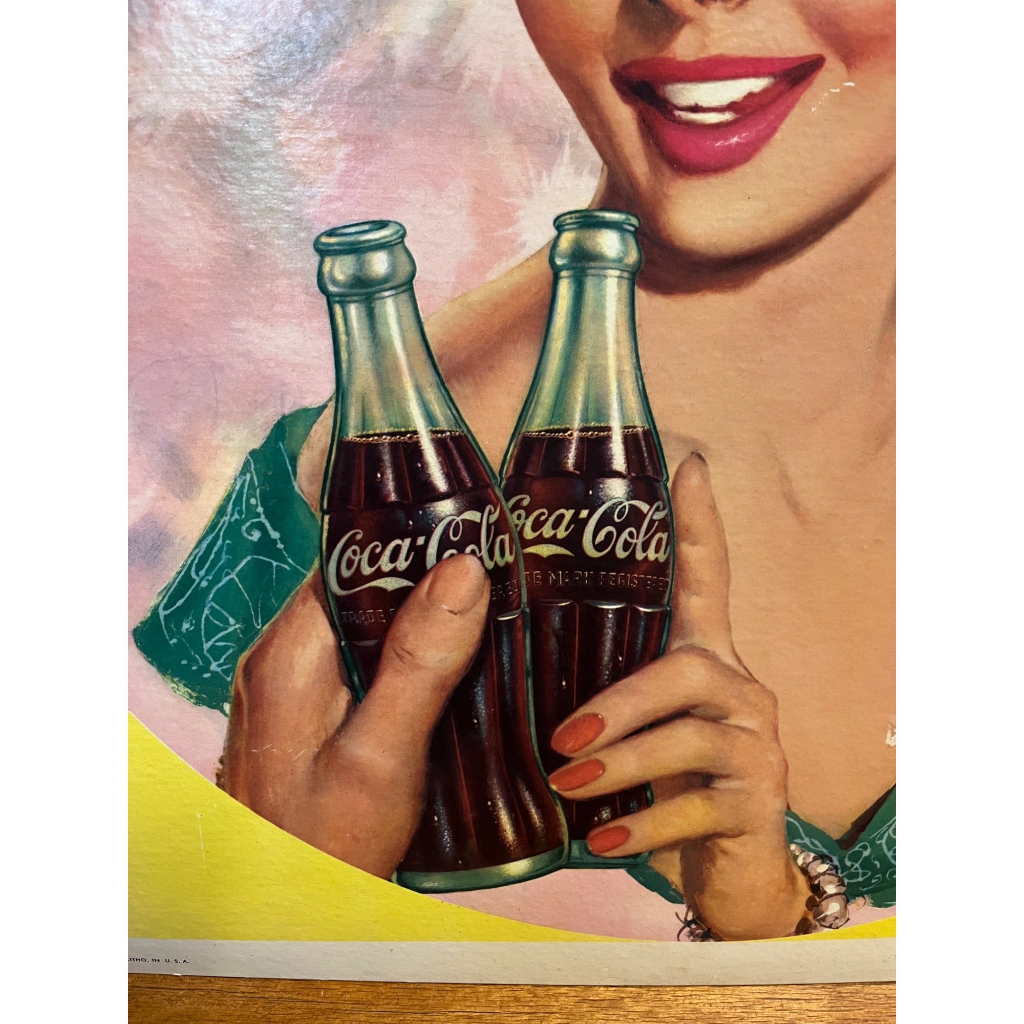 RARE Vintage 1958 Coca Cola Girl Cardboard Advertising Sign