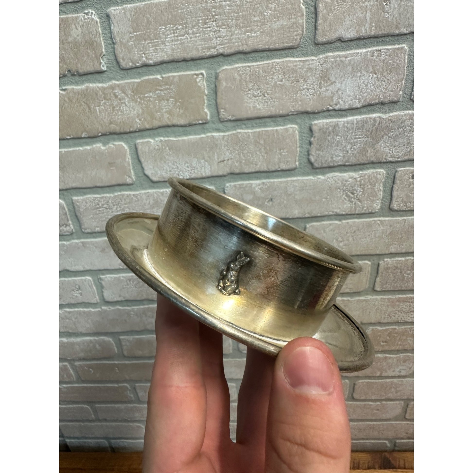 Antique Weidlich Bros Mfg Co. Silver Plated Child's or Baby's Rabbit Food Dish Bowl