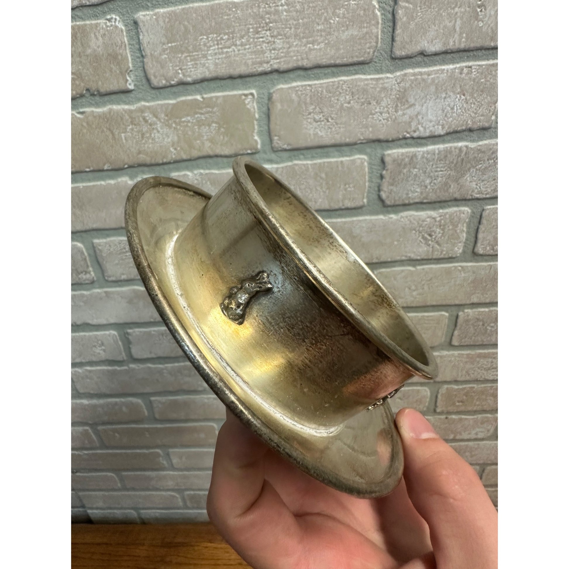 Antique Weidlich Bros Mfg Co. Silver Plated Child's or Baby's Rabbit Food Dish Bowl