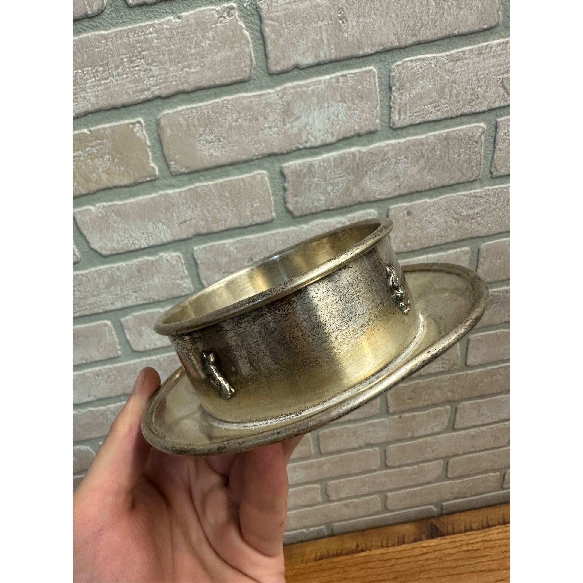 Antique Weidlich Bros Mfg Co. Silver Plated Child's or Baby's Rabbit Food Dish Bowl