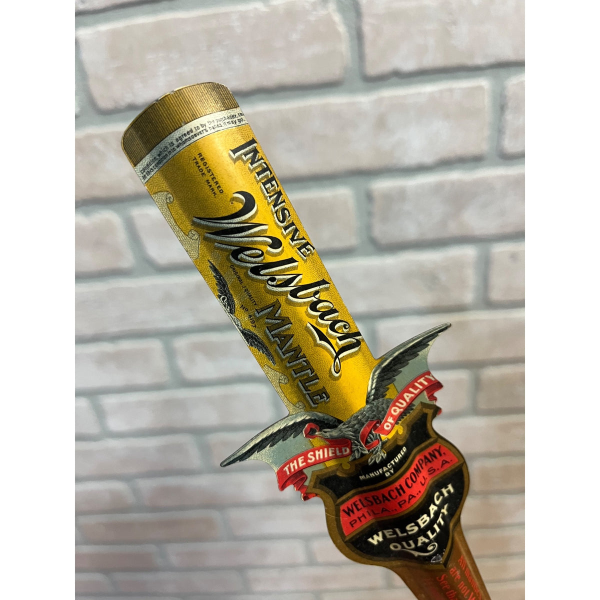 1900s Tin Litho Welsbach Lantern Light Advertising Letter Opener Sheboygan Wis