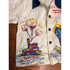 Vintage Tropix Child's Souvenir Shirt Indian Village St. Ignace, Michigan Anthropomorphic Steam Liner and Tug Boat