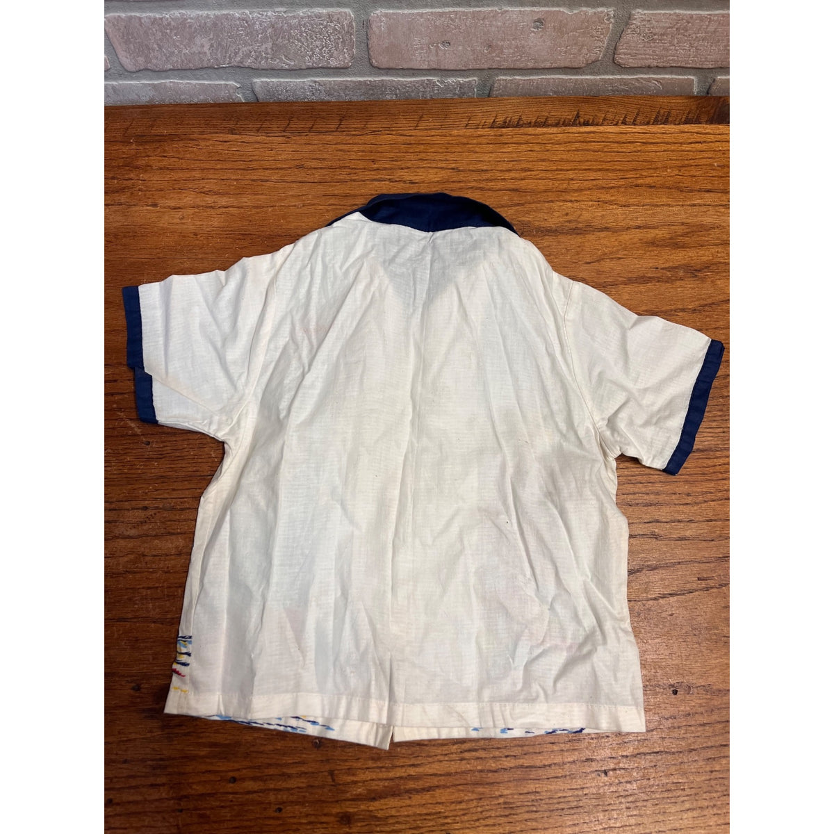 Vintage Tropix Child's Souvenir Shirt Indian Village St. Ignace, Michigan Anthropomorphic Steam Liner and Tug Boat