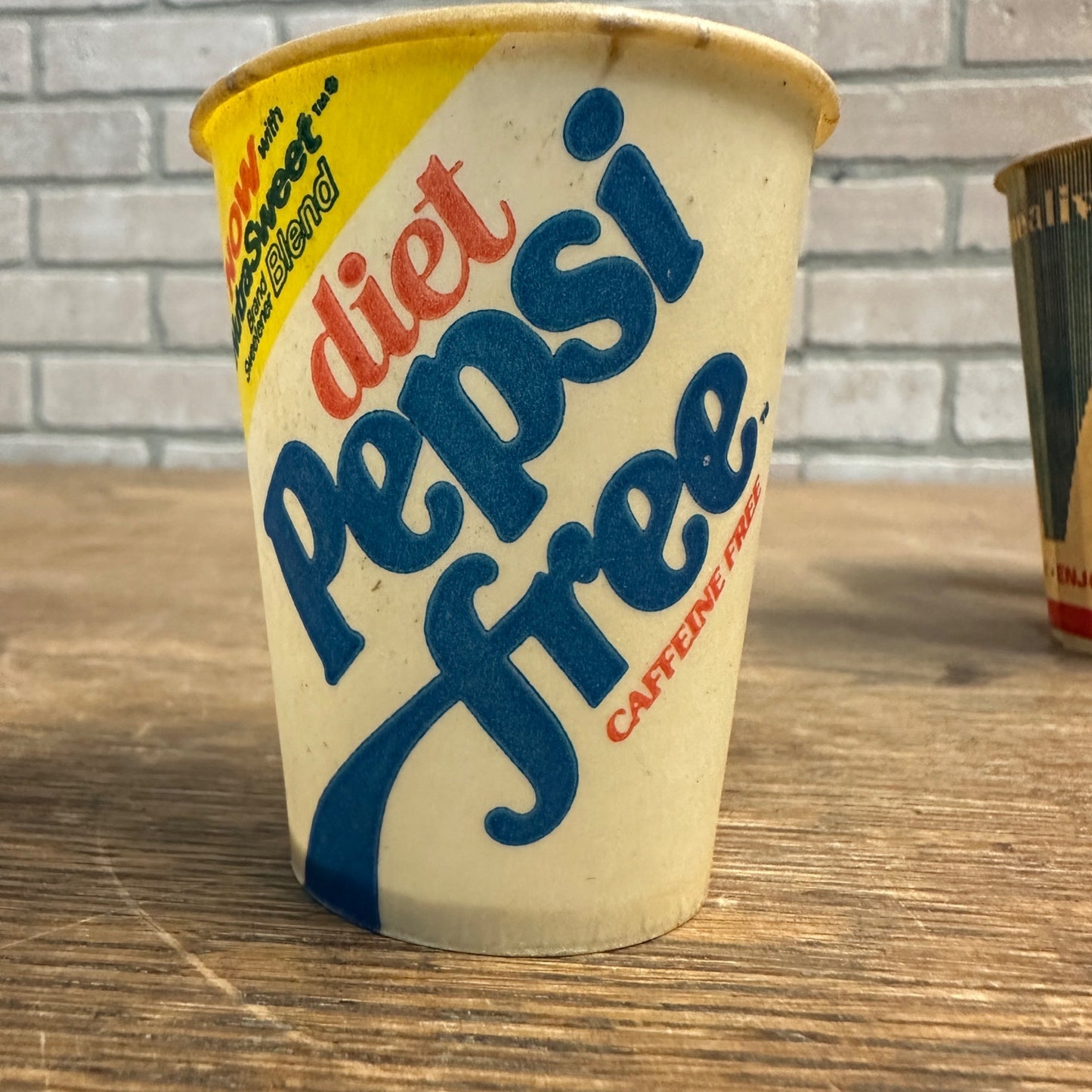 Vintage Diet Pepsi FREE Sample 4oz Wave Soda Promo Wax Paper Cup Pepsi Cola