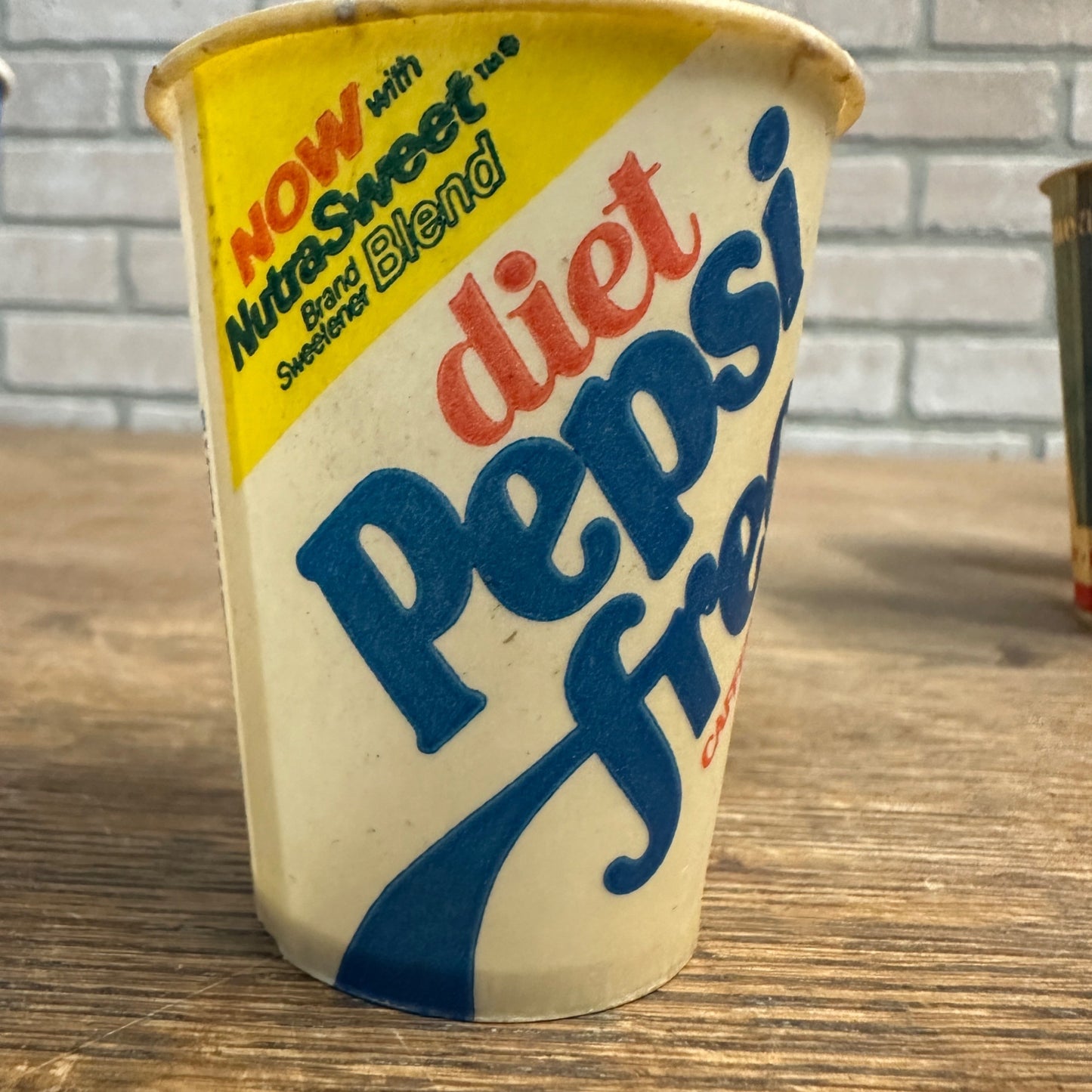 Vintage Diet Pepsi FREE Sample 4oz Wave Soda Promo Wax Paper Cup Pepsi Cola