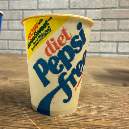 Vintage Diet Pepsi FREE Sample 4oz Wave Soda Promo Wax Paper Cup Pepsi Cola