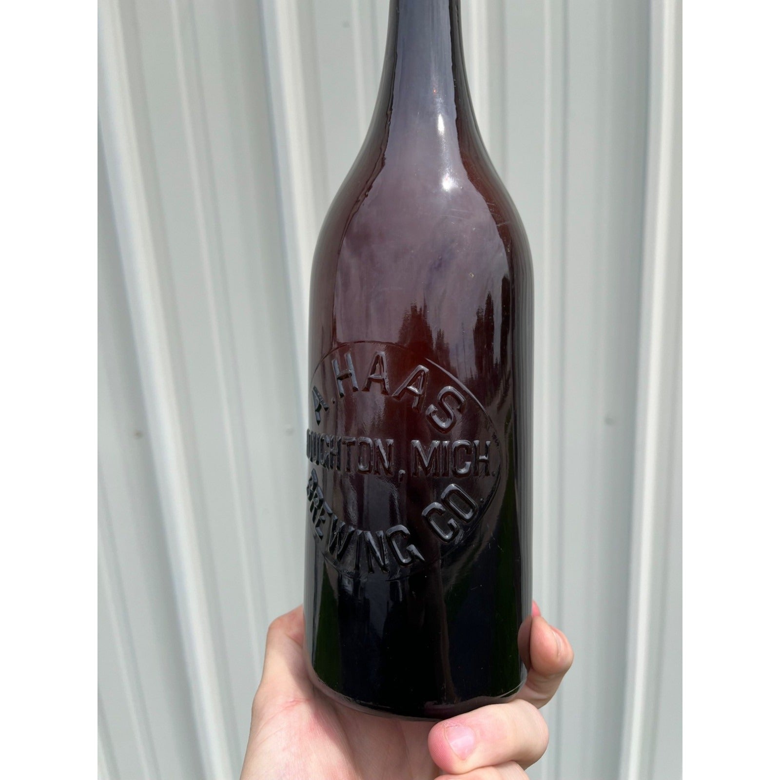 Pre-Pro 1890s A. Haas Brewing Houghton Michigan Amber Beer Bottle Blob Quart