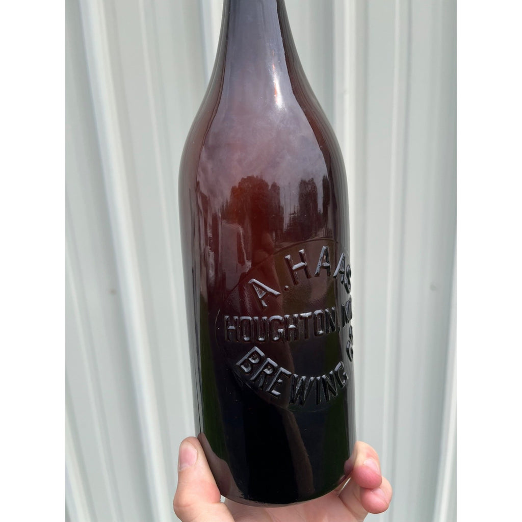 Pre-Pro 1890s A. Haas Brewing Houghton Michigan Amber Beer Bottle Blob Quart