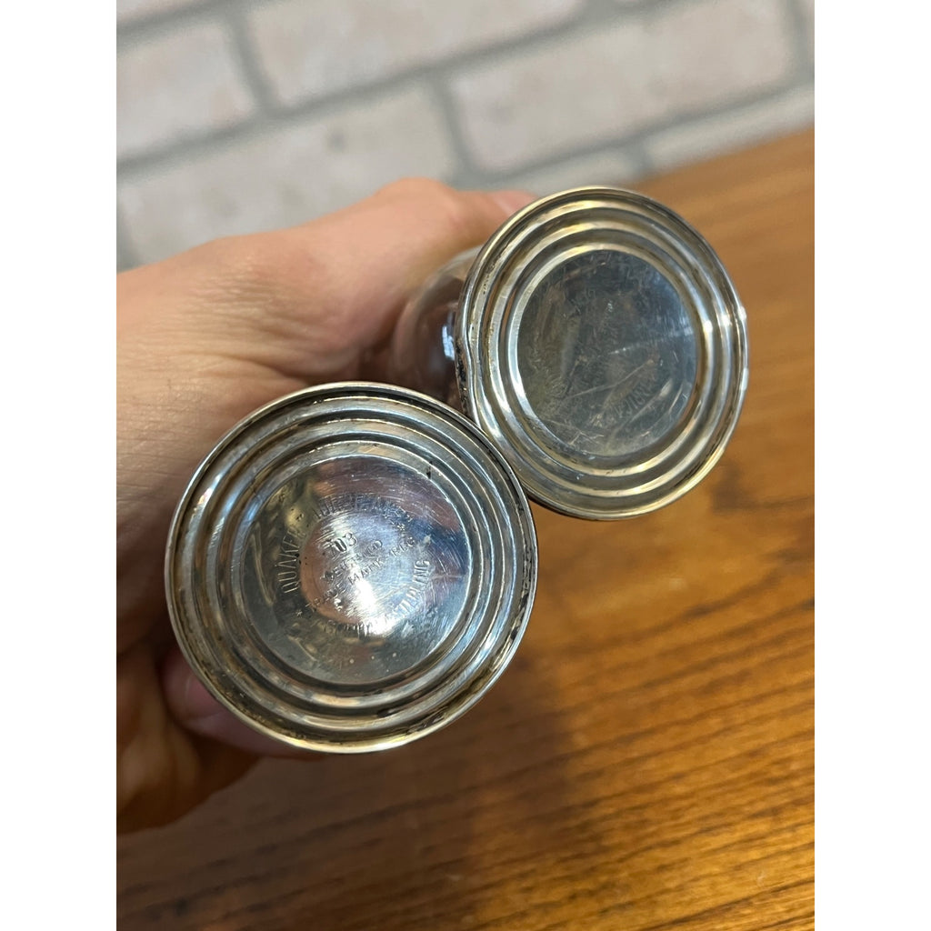 Gorham Sterling Silver Hurricane Salt & Pepper Shakers Queen's Quaker Design