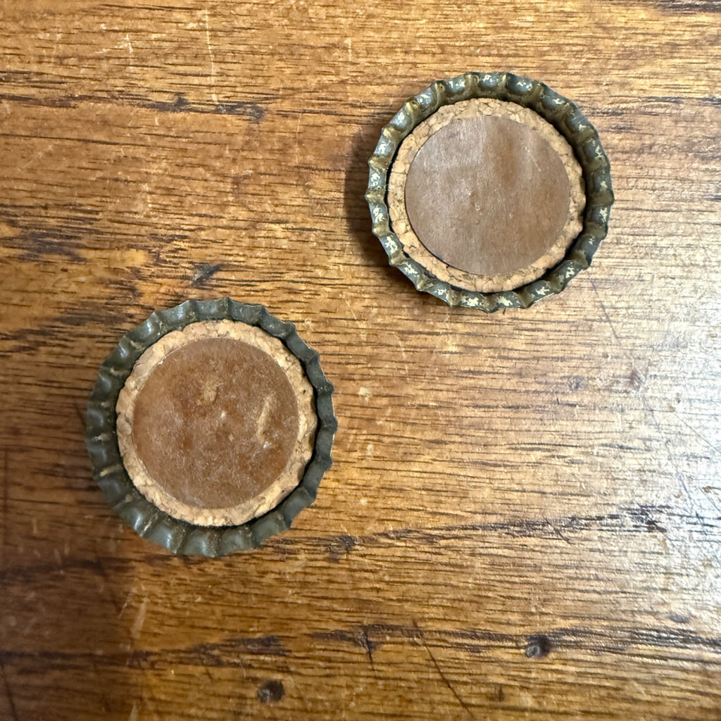 (2) Kingsbury Xmas Brew Unused Cork Beer Bottle Cap ~ Sheboygan Wisconsin Crown