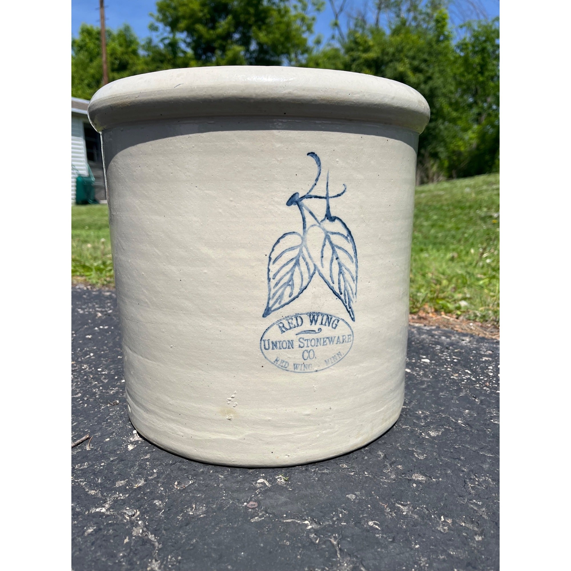 Antique Red Wing 4 Gallon Stoneware Crock Union Stoneware Co. Birch Leaf
