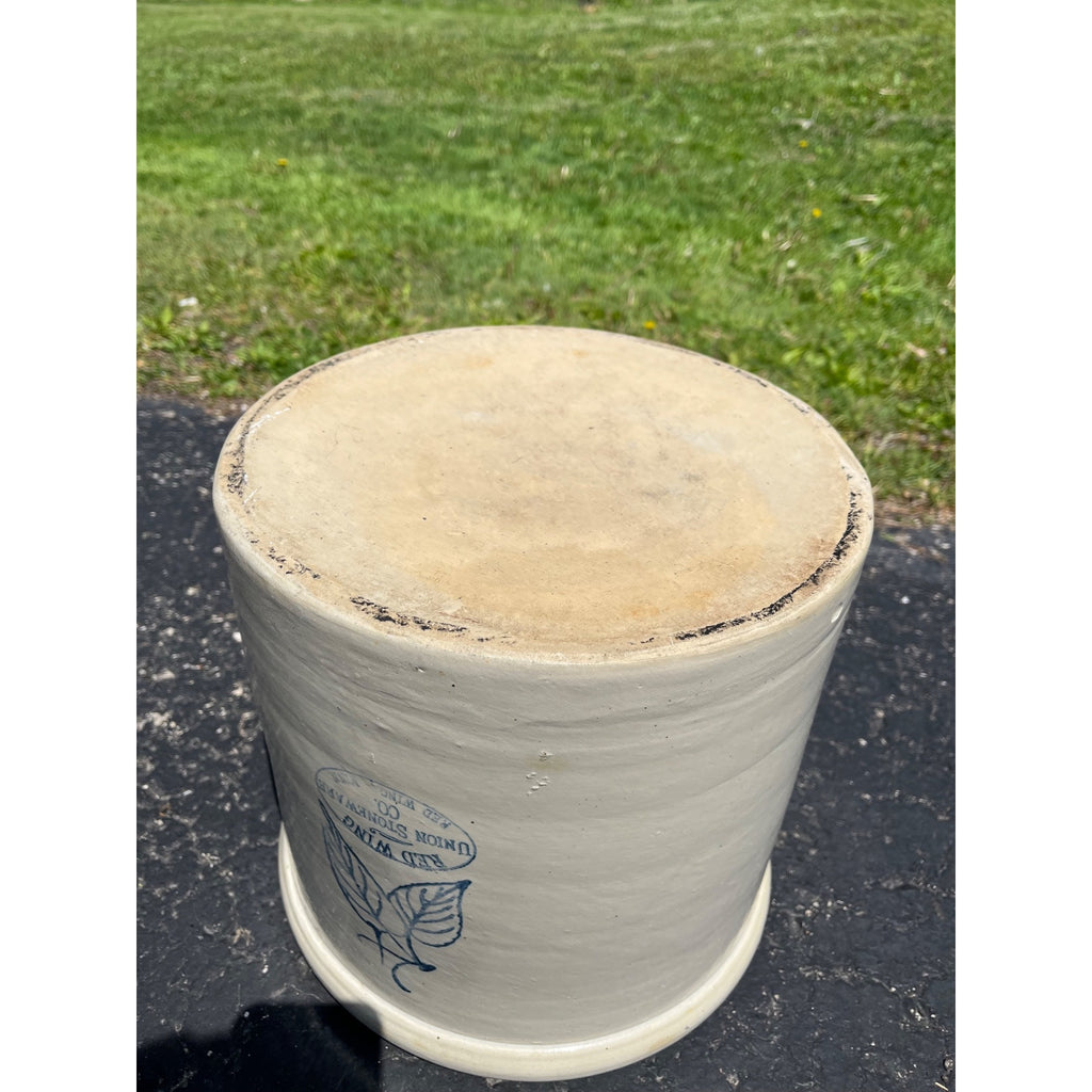 Antique Red Wing 4 Gallon Stoneware Crock Union Stoneware Co. Birch Leaf