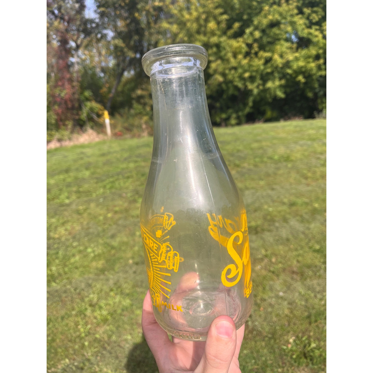 TRPQ Milk Bottle Sanitary Dairy Co. Berlin WI Quart Wis Waupun Ripon Wisconsin