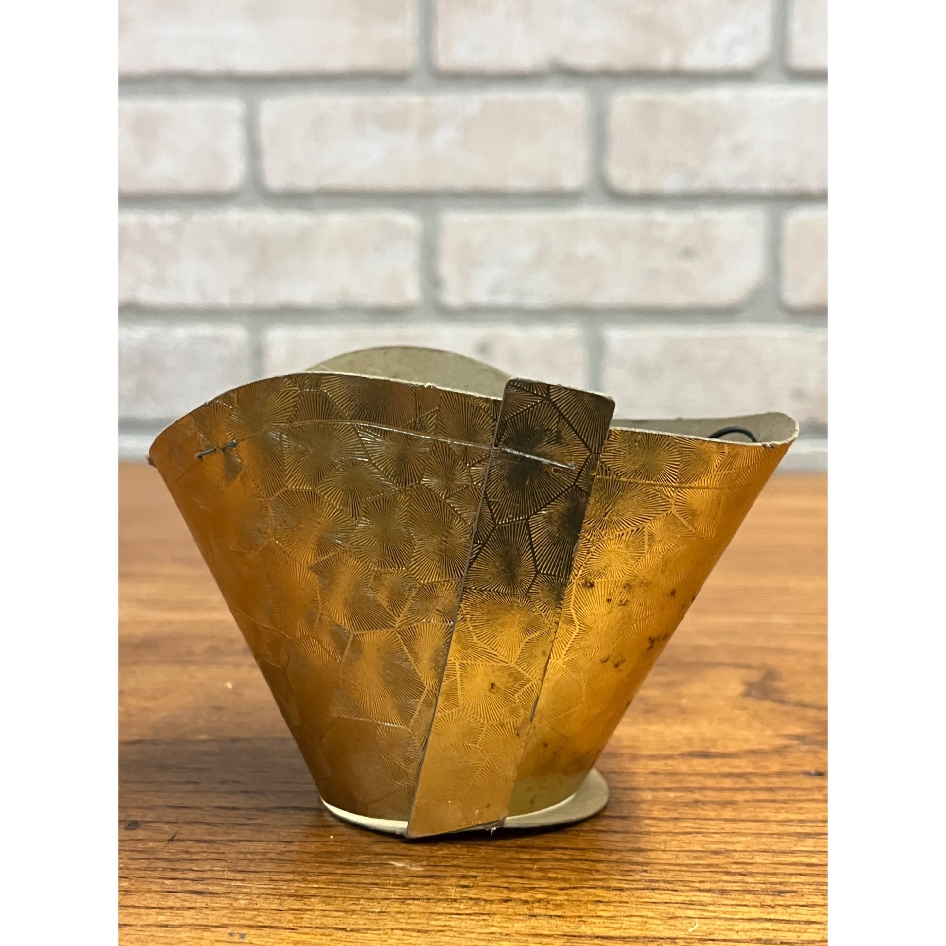 Vintage 1940s Halloween Witch Riding Black Cat Gold Cardboard Nut Cup Party Favor