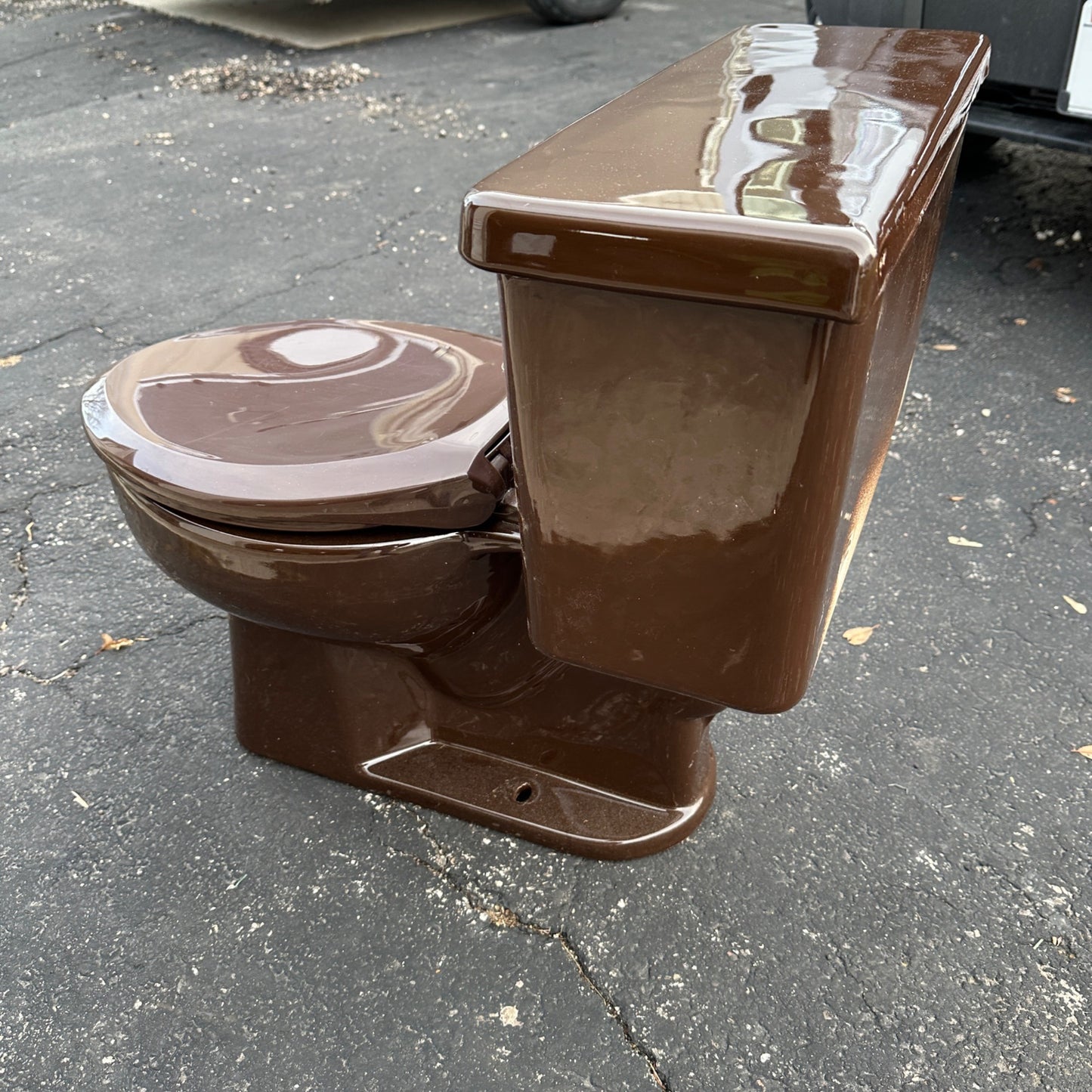 Vintage 1970s Espresso Brown Kohler Bathroom Porcelain Toilet Mid-Century