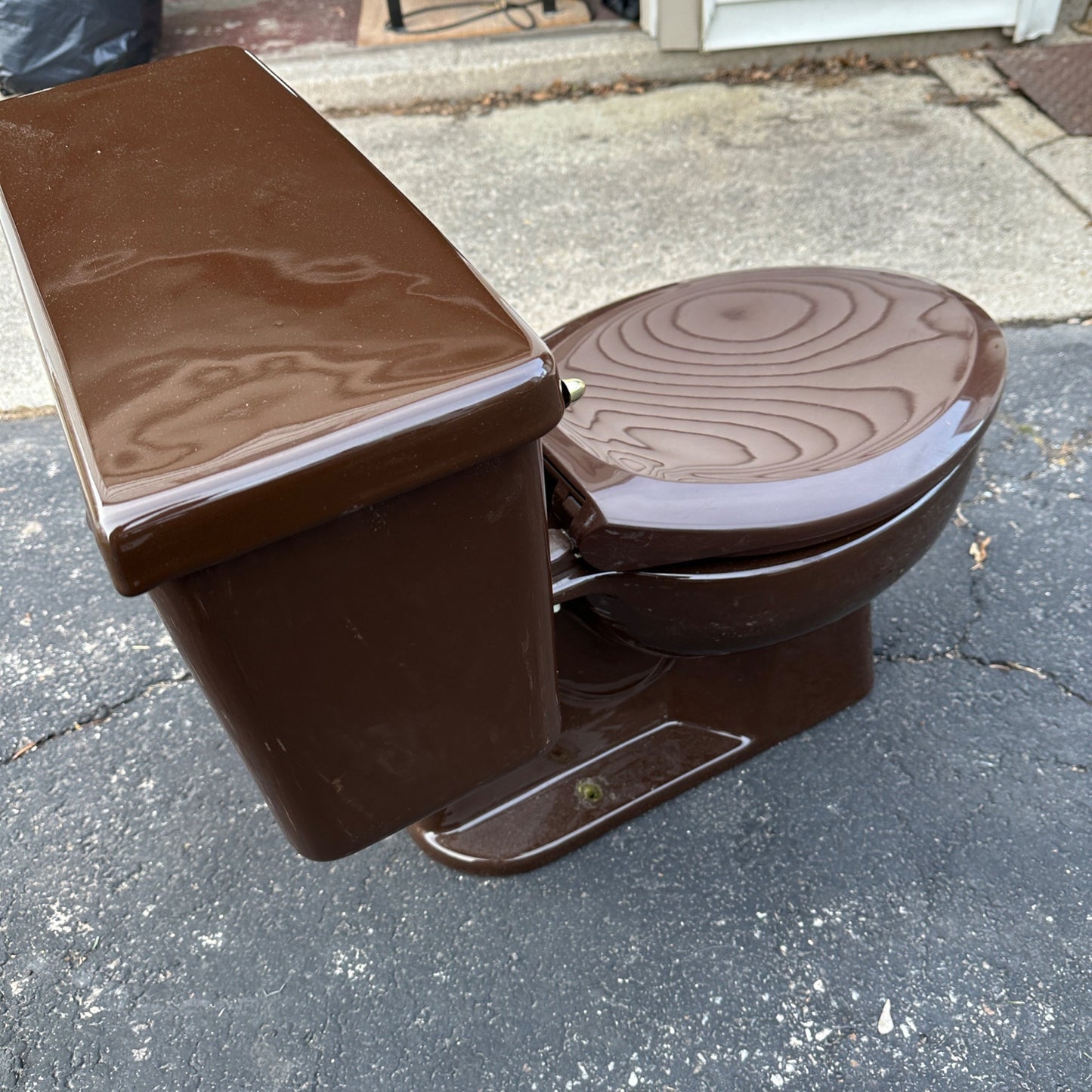 Vintage 1970s Espresso Brown Kohler Bathroom Porcelain Toilet Mid-Century